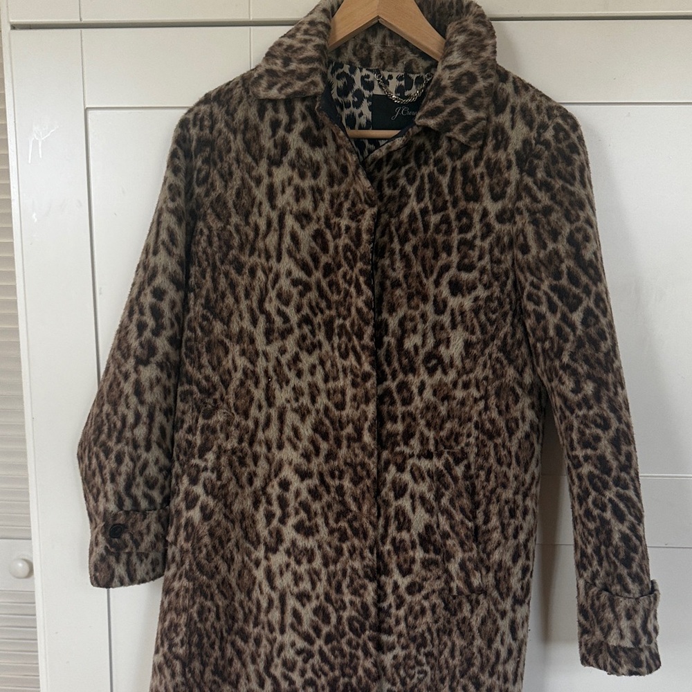 J. Crew Brown Leopard Print Teddy Jacket